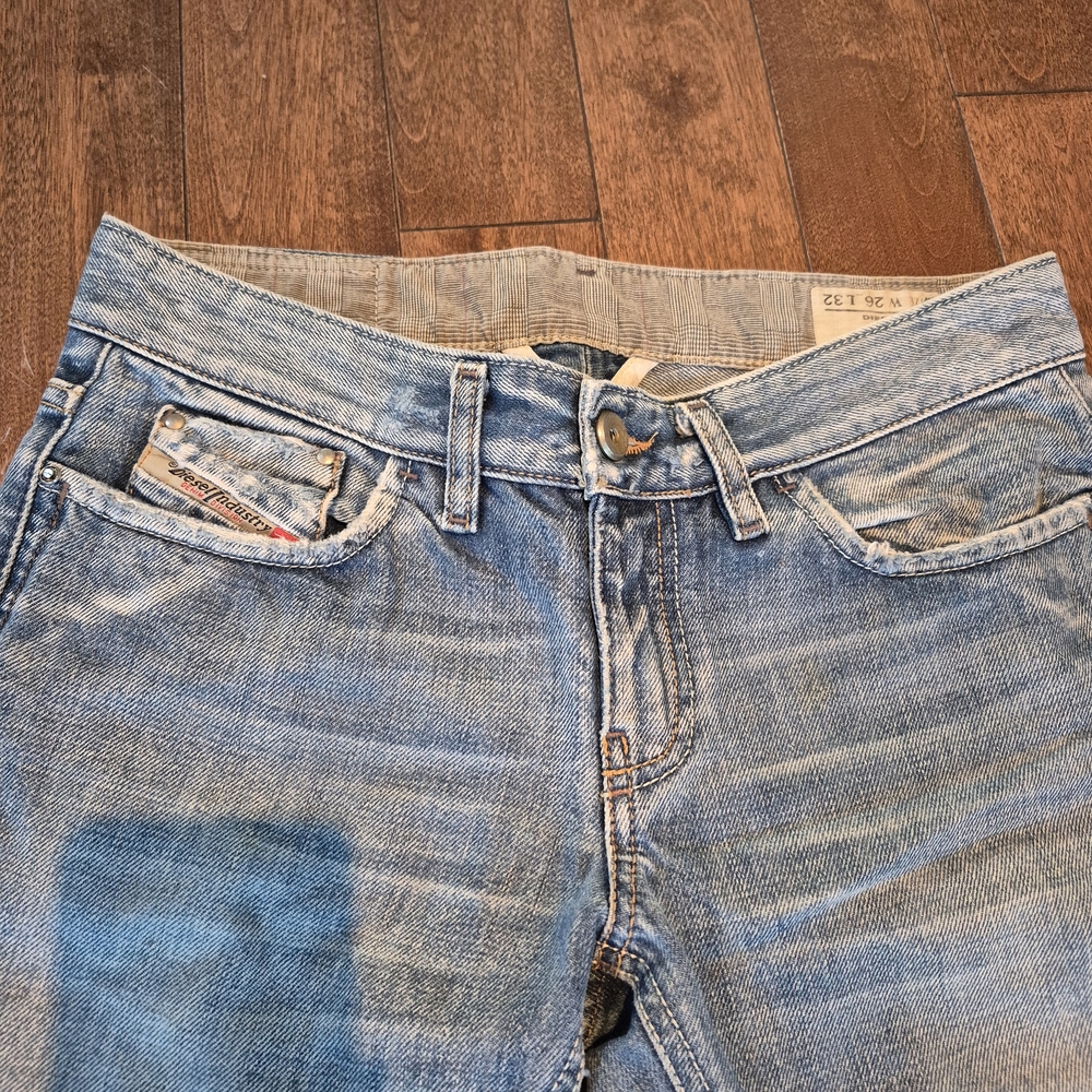 Diesel Women's Faded Light Blue Straight Jeans